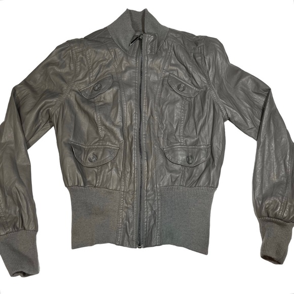 Therapy Faux Leather Gray Jacket - Picture 1 of 16